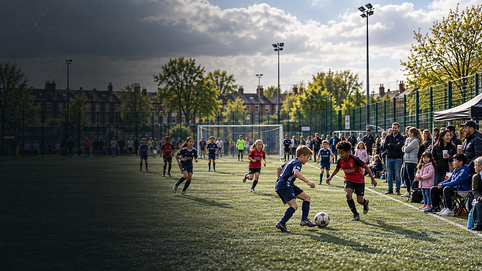 Young football players taking part in a grassroots football activity