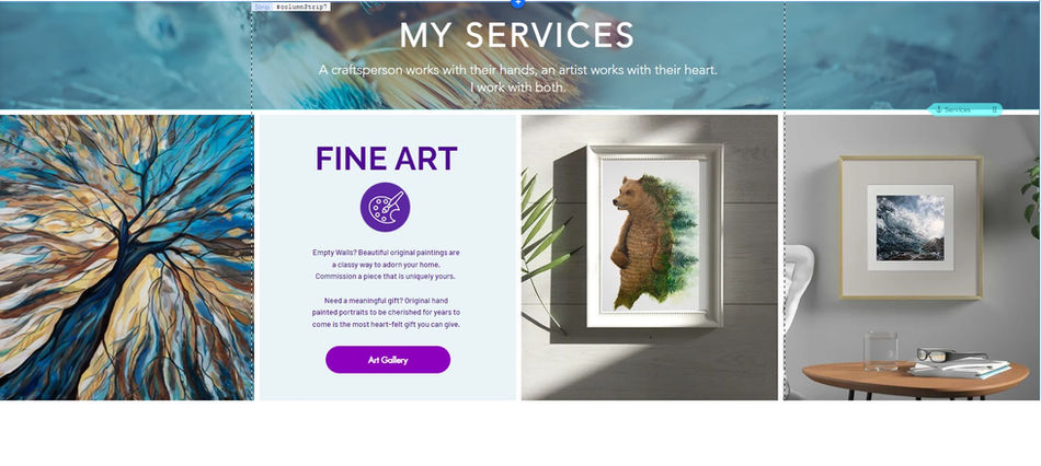 website layout design for an artist that sells via online store, created by digital unicorn