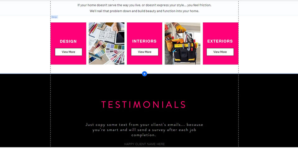 bold branding in hot pink and black for a local renovation company created by digital unicorn