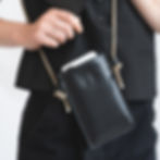 Phone pocket en cuir noir