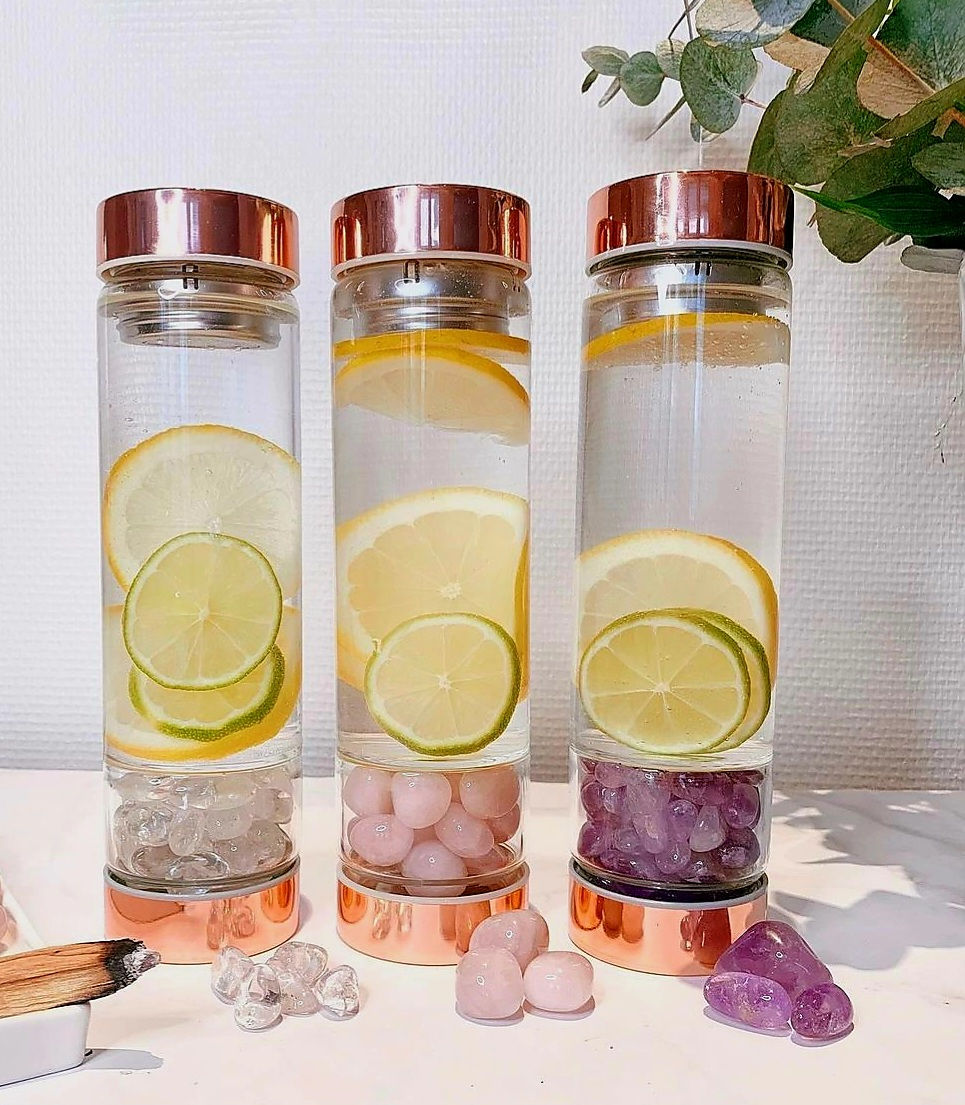 Rose Gold Crystal Elixir Water Bottle With Tea Infuser 500ML