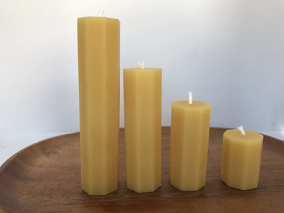 Thumbnail: Set of 4 Hexagon Solid Beeswax candles 