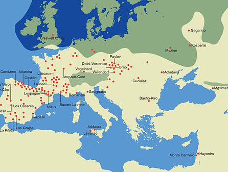 Distribution of primary Palaeolithic cave-art locations in Eurasia. Peter Bull..jpg