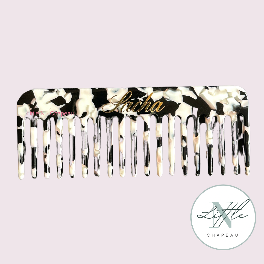Peigne personnalisé - coloris noir & blanc