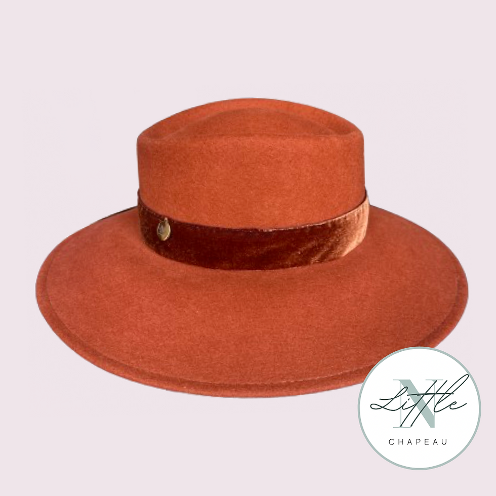 Miniature : Canotier laine bord large - Terracotta