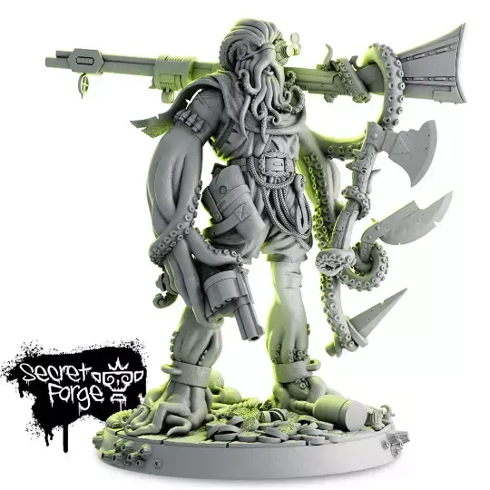 Cepharoth Chambers 3D-gedruckte Resin-Miniatur – Oktopus-Pirat auf Base