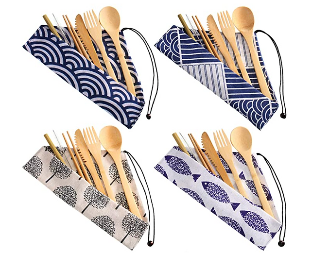 4 Sets Bamboo Travel Utensils