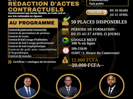 FORMATION PRATIQUE EN RÉDACTION DES ACTES CONTRACTUEL.