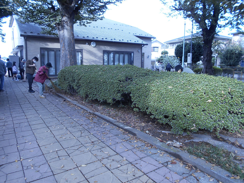 植え込みの中まで