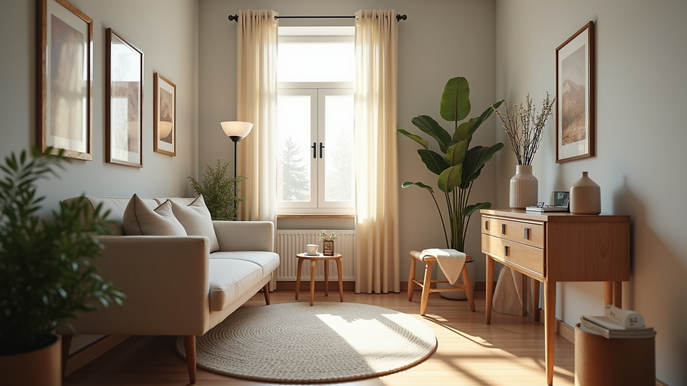High angle view of cozy counseling room designed for therapy