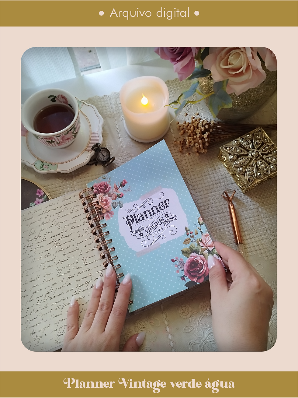 Miniatura: Planner Vintage Verde Água wire-o (somente o miolo)