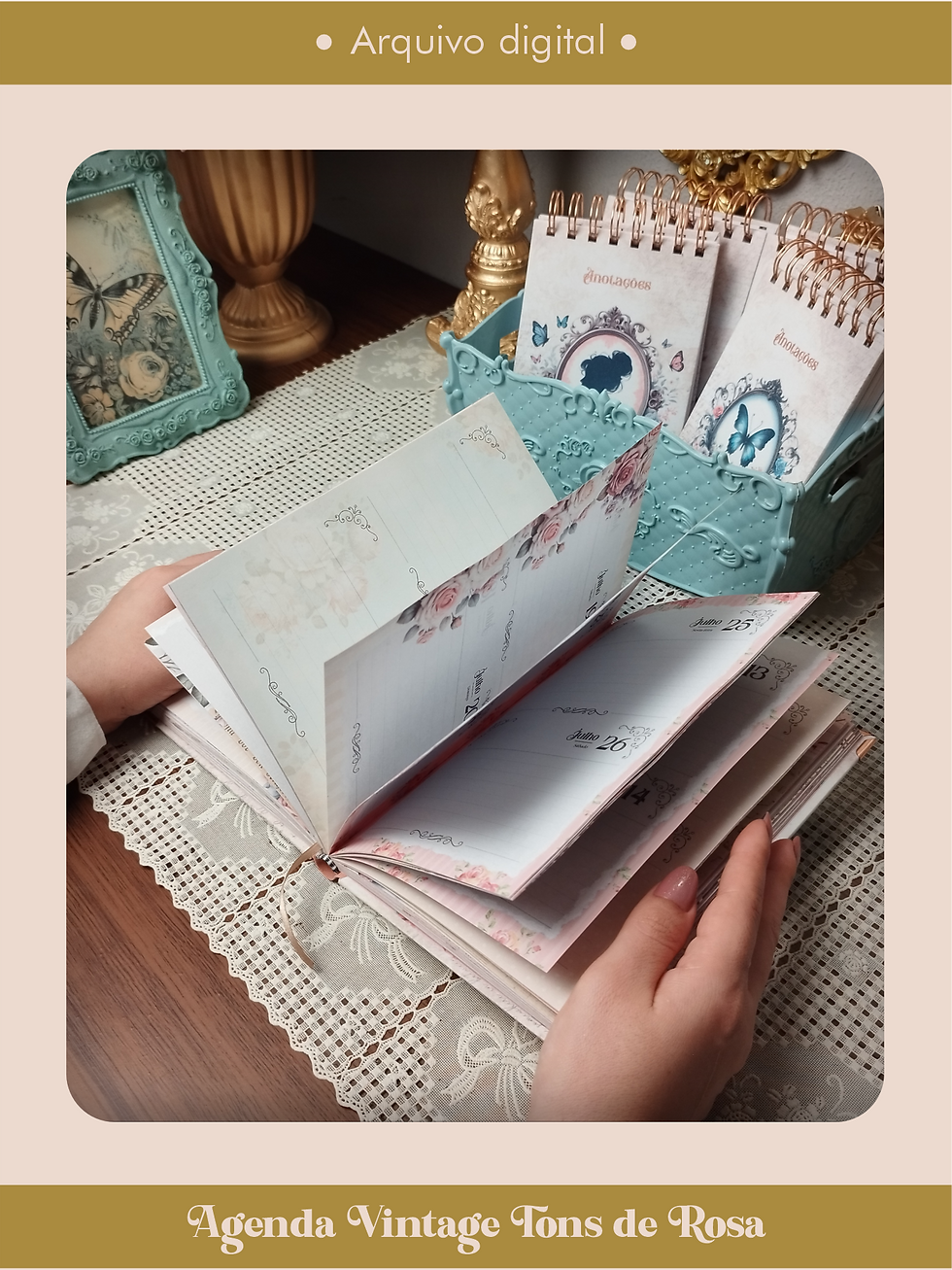 Miniatura: Agenda Vintage Tons de Rosa 2026 costura (somente o miolo)