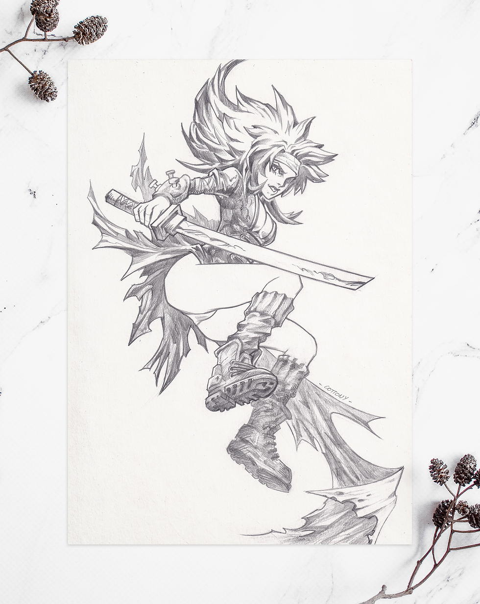 Pink Beast | Original pencil drawing