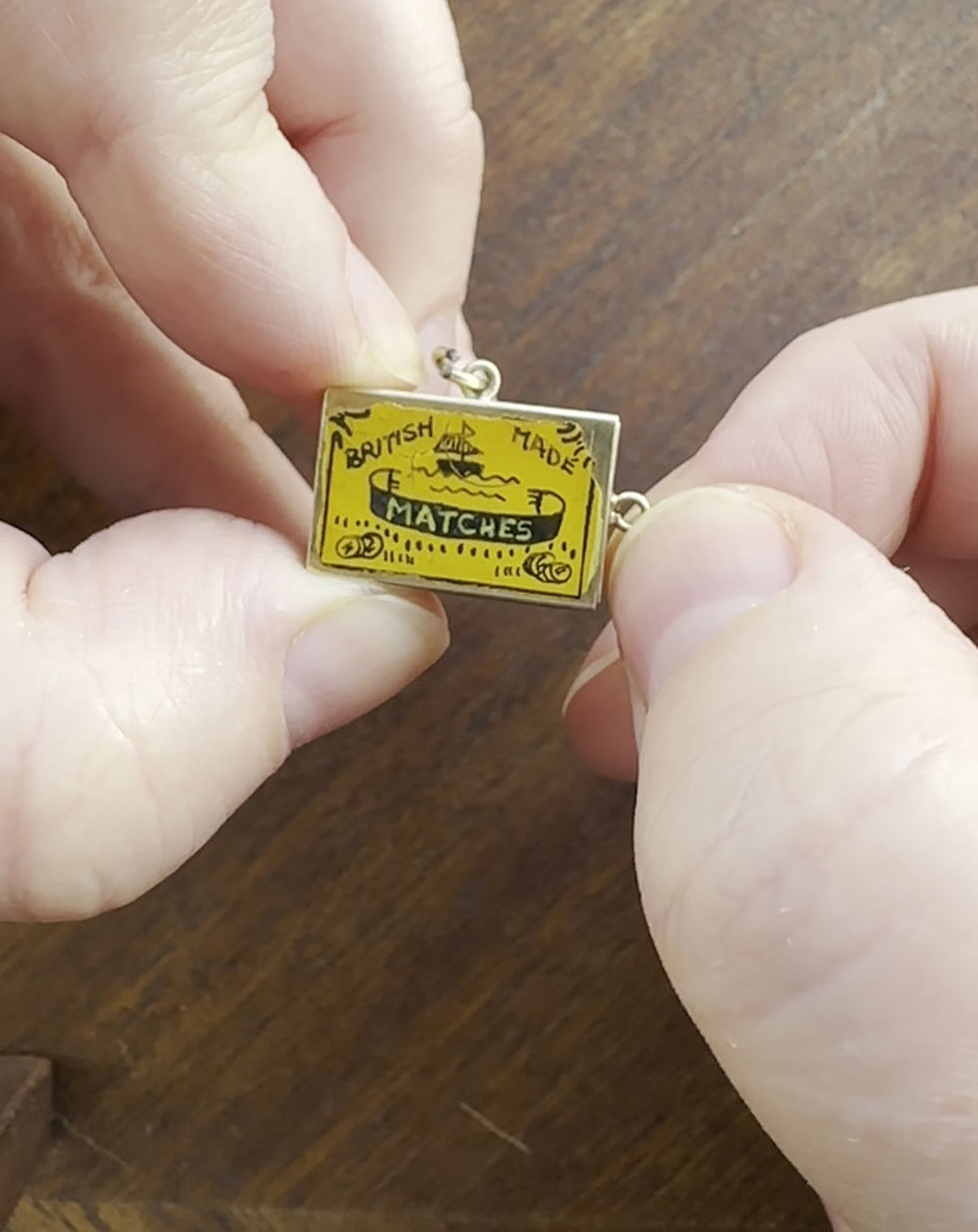 Thumbnail: Vintage Gold and Enamel Matchbox Charm