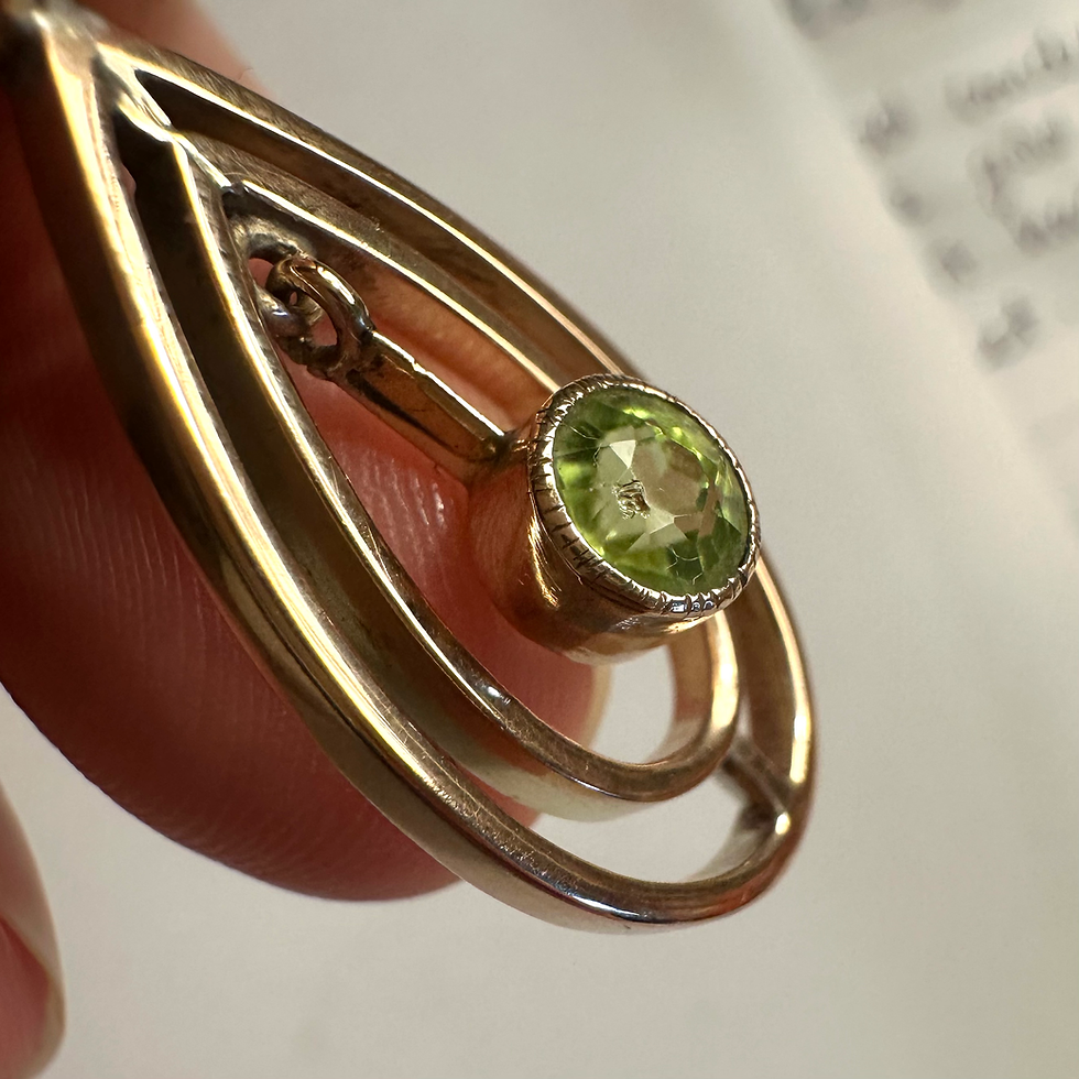 Thumbnail: Gold Peridot Teardrop Pendant