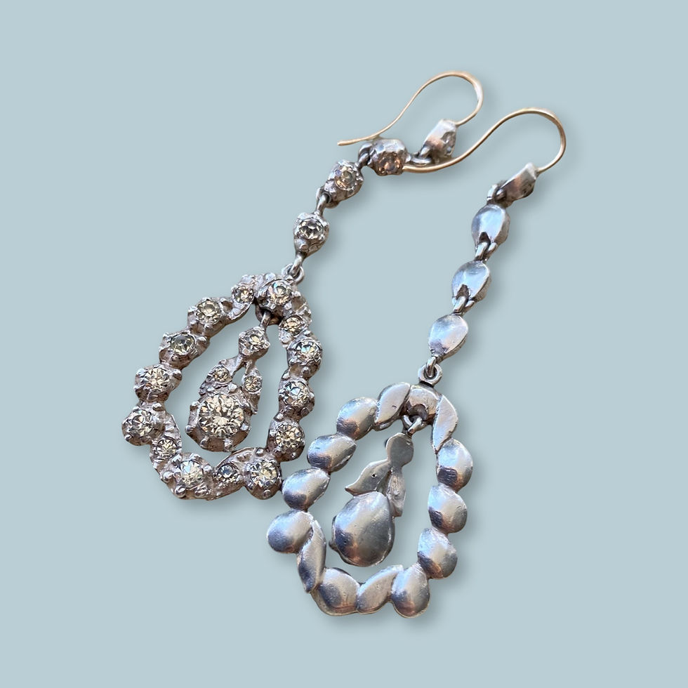 Thumbnail: Antique Silver And Paste Drop Earrings