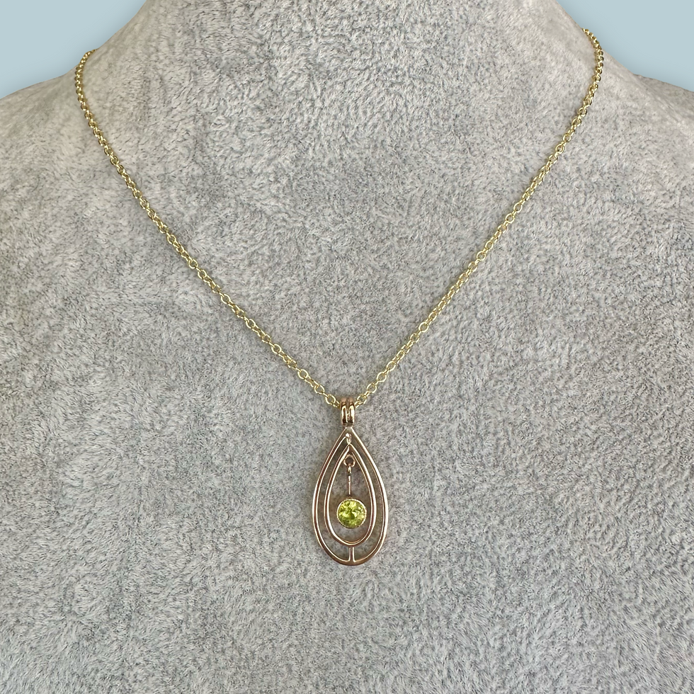 Thumbnail: Gold Peridot Teardrop Pendant