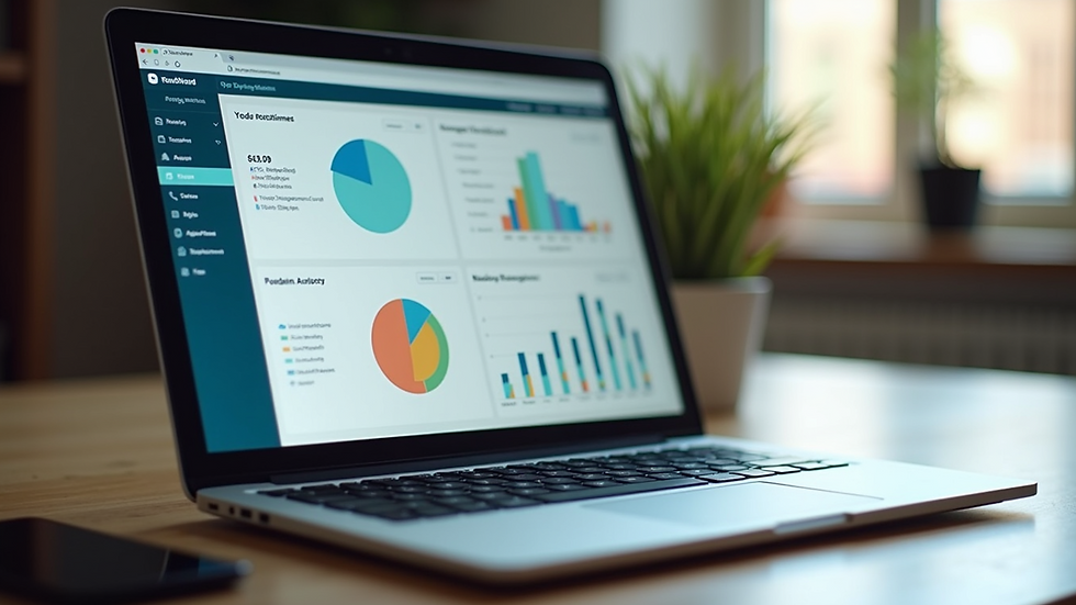 High angle view of a laptop screen showing recruitment software dashboard