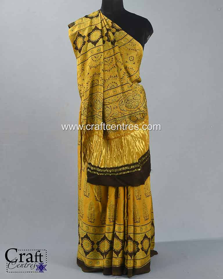 Thumbnail: kutchi ajrakh print saree