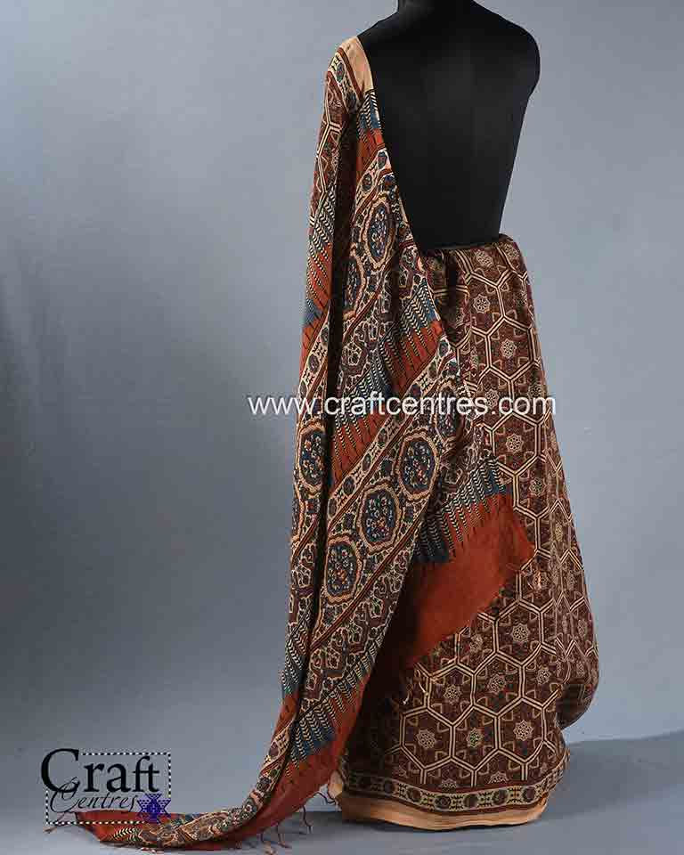 Linen Ajrakh Saree