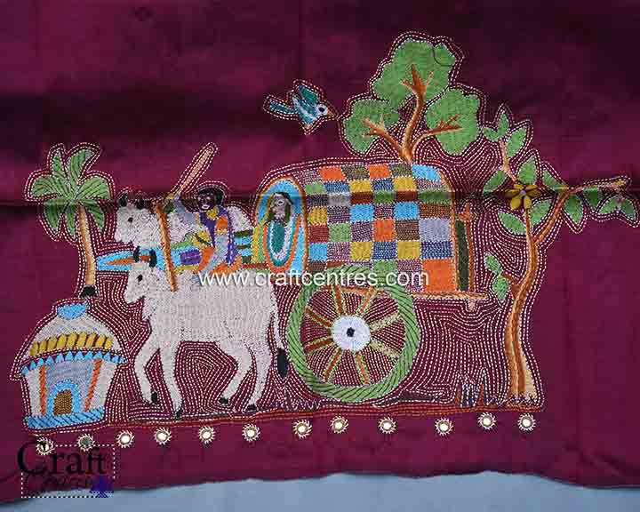 White - Cotton Bengal Kantha Stitch Blouse Piece 01