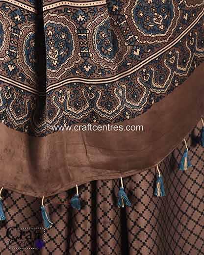 Thumbnail: ajrakh hand block print saree