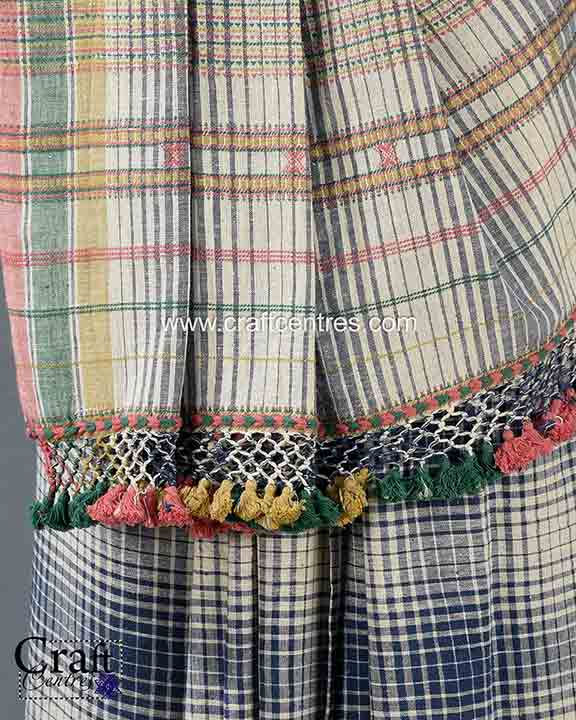 Thumbnail: blue cotton bhujodi saree