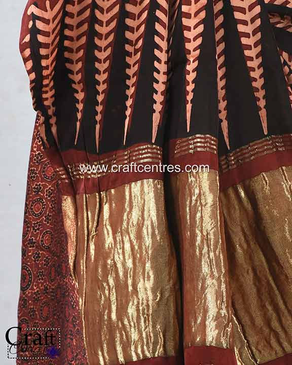 Thumbnail: silk ajrakh saree