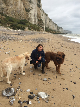 Ich mit Grisou und damals noch Friedwart am Strand der Normandie