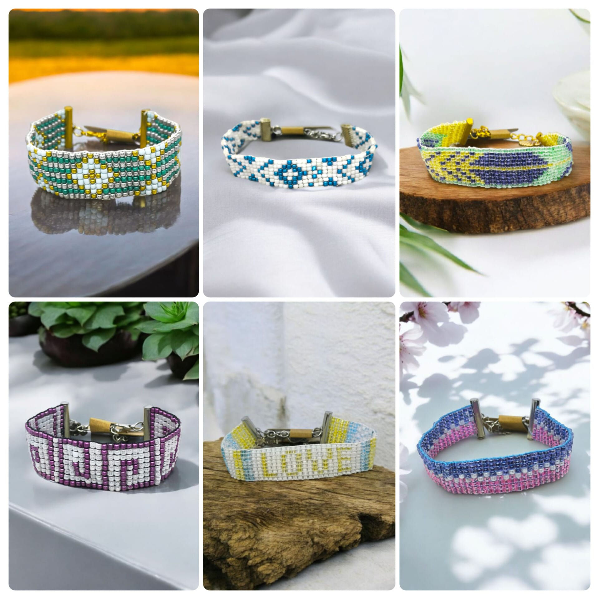 Bracelet "Éclat Bohème", tissée à la main sur métier à tisser