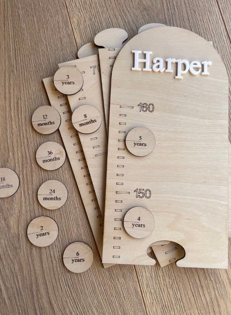 Wooden Age Discs, Personalised Height Chart Accessories, Growth Chart Markers