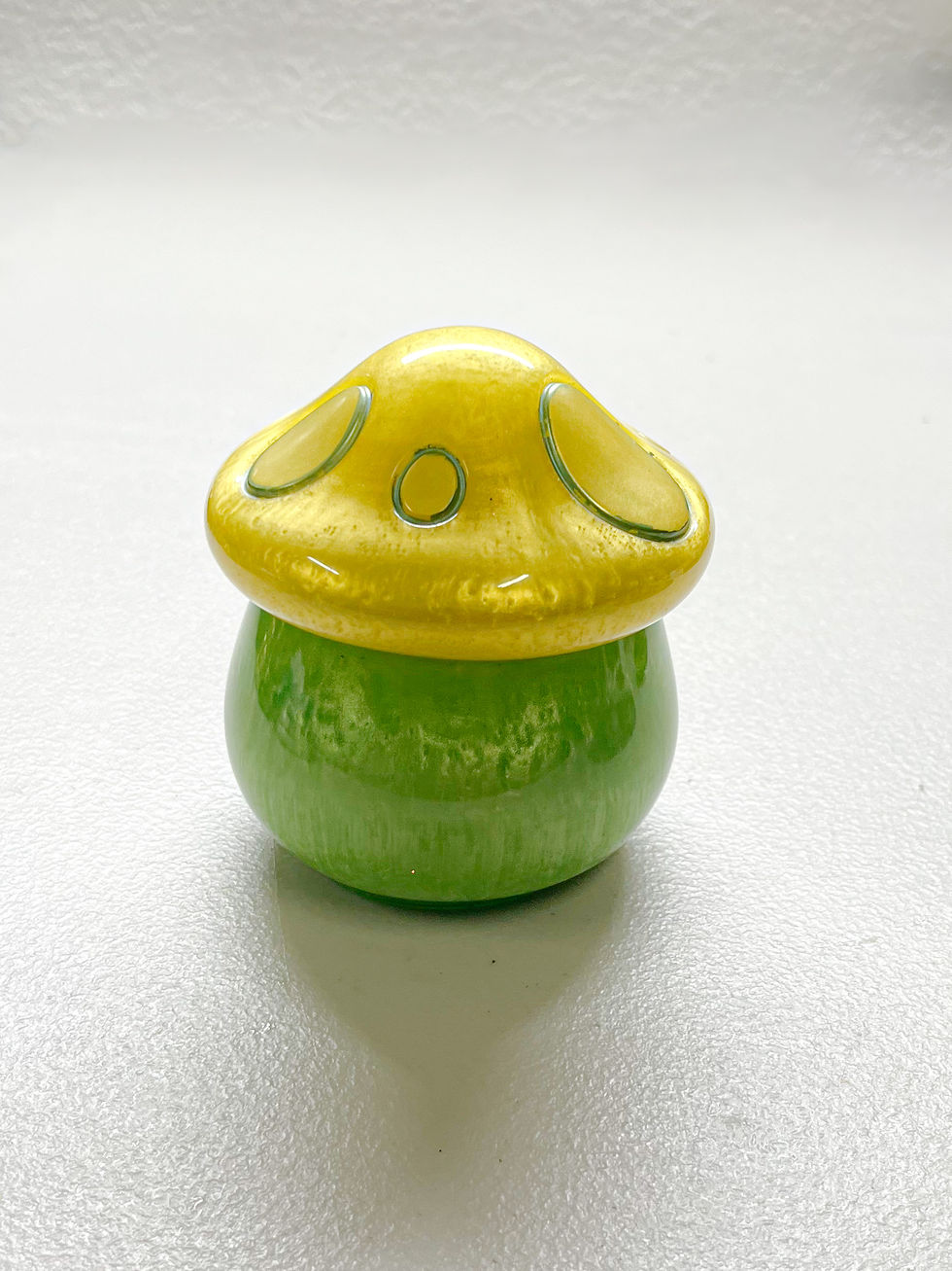 Yellow and Green Mushroom Jar