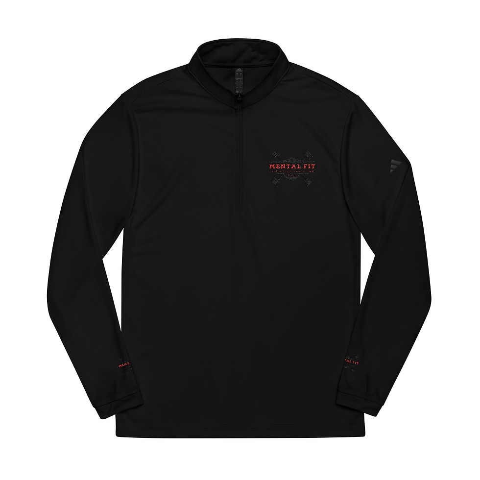 Thumbnail: Embroidered Quarter-Zip Pullover — adidas® Performance Top with Floral Crest