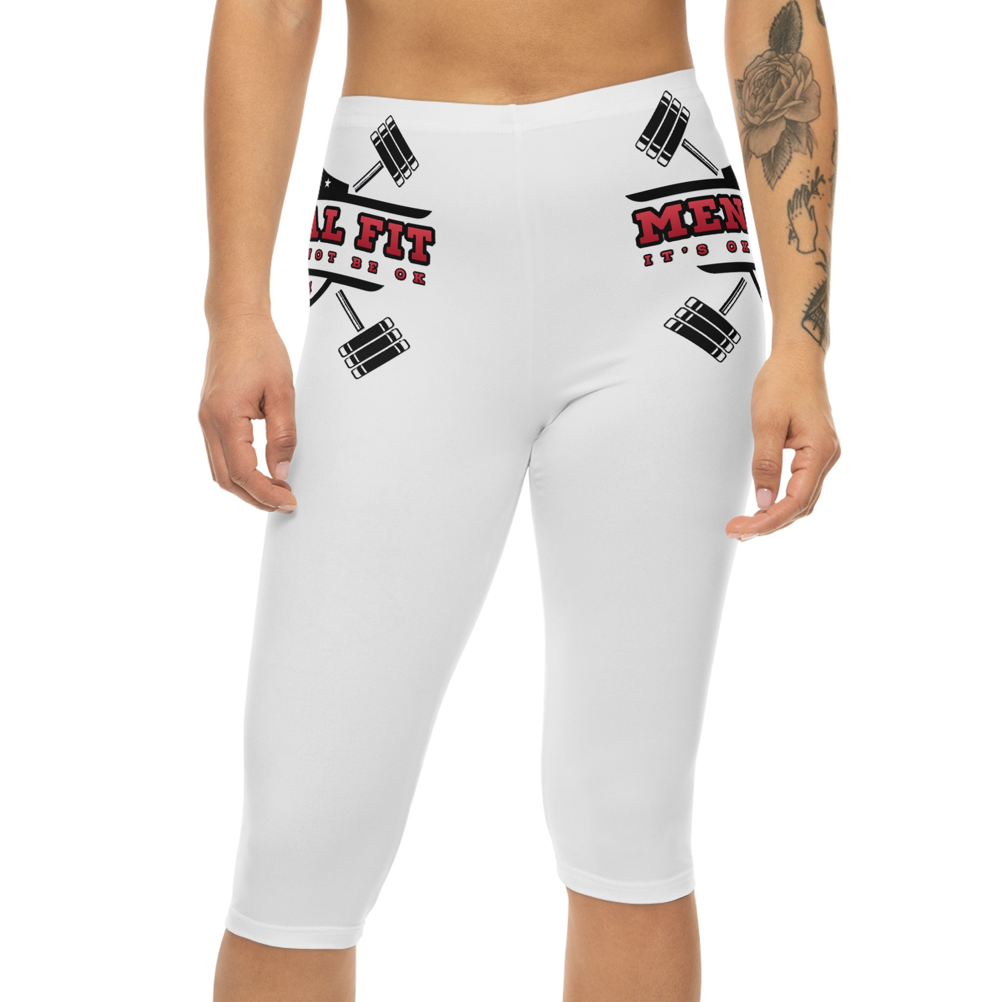 Mental Fit Gym Capri Leggings — Women's Workout Capris with Dumbbell Logo