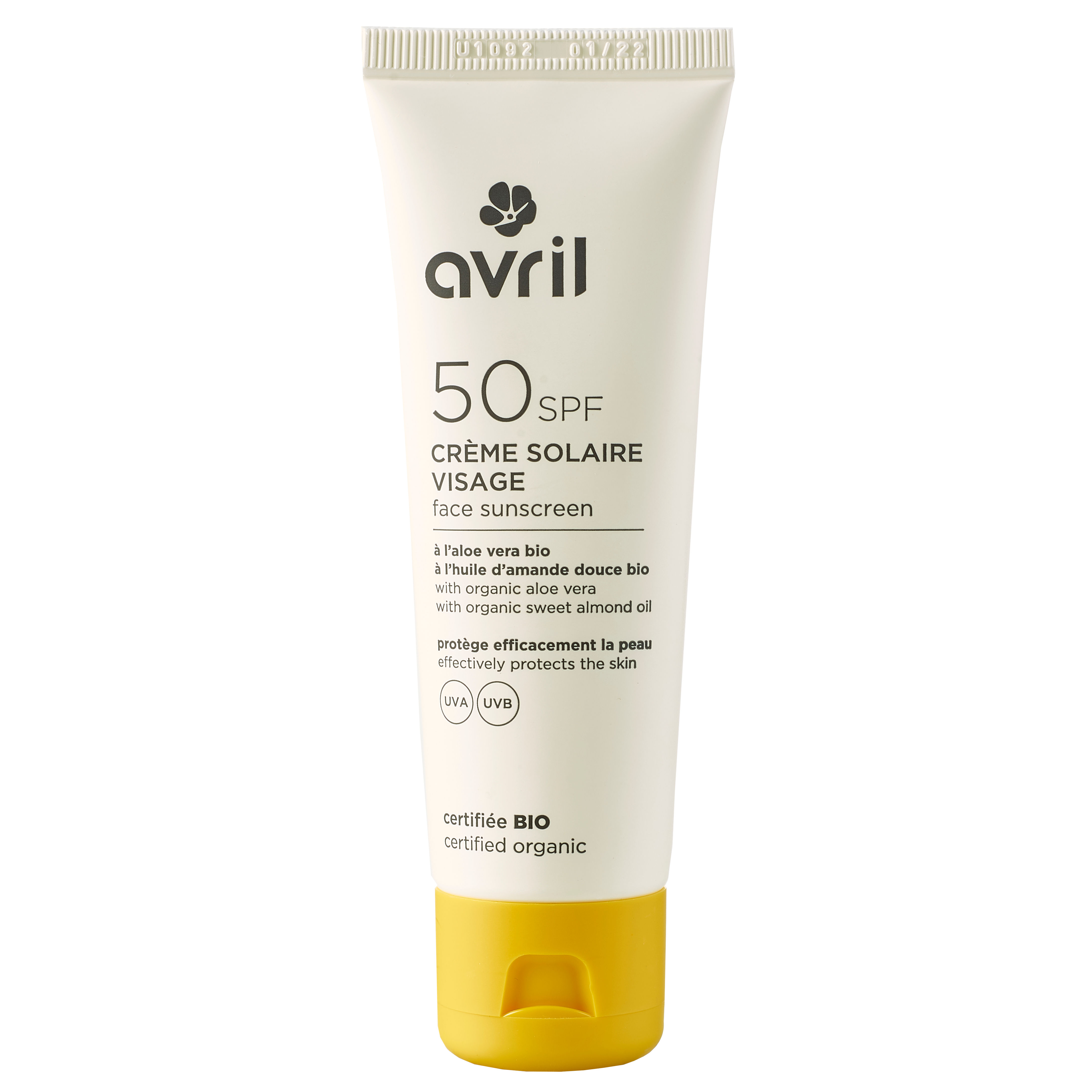 Crème solaire visage SPF 50 bio et végane - 50 ml