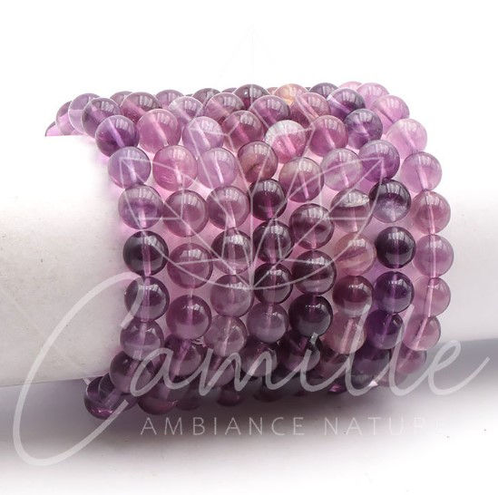Miniature : Bracelet boule 10 mm - Fluorine violette claire AA (10,5-11,5 mm)