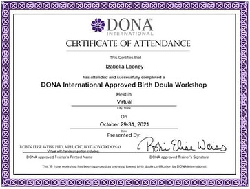 child birth certification