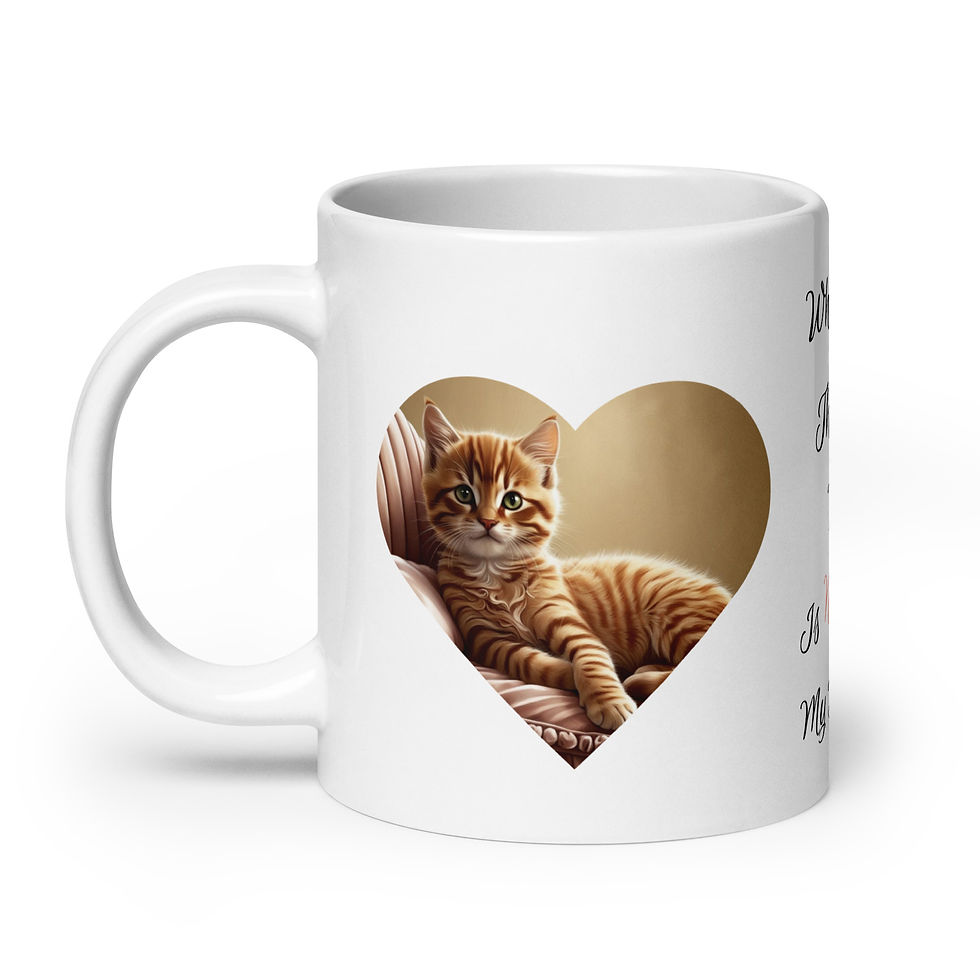 Thumbnail: A cute, orange tabby cat reclining on a fancy bed, with a sassy expression on it's face, inside a heart shaped image frame.