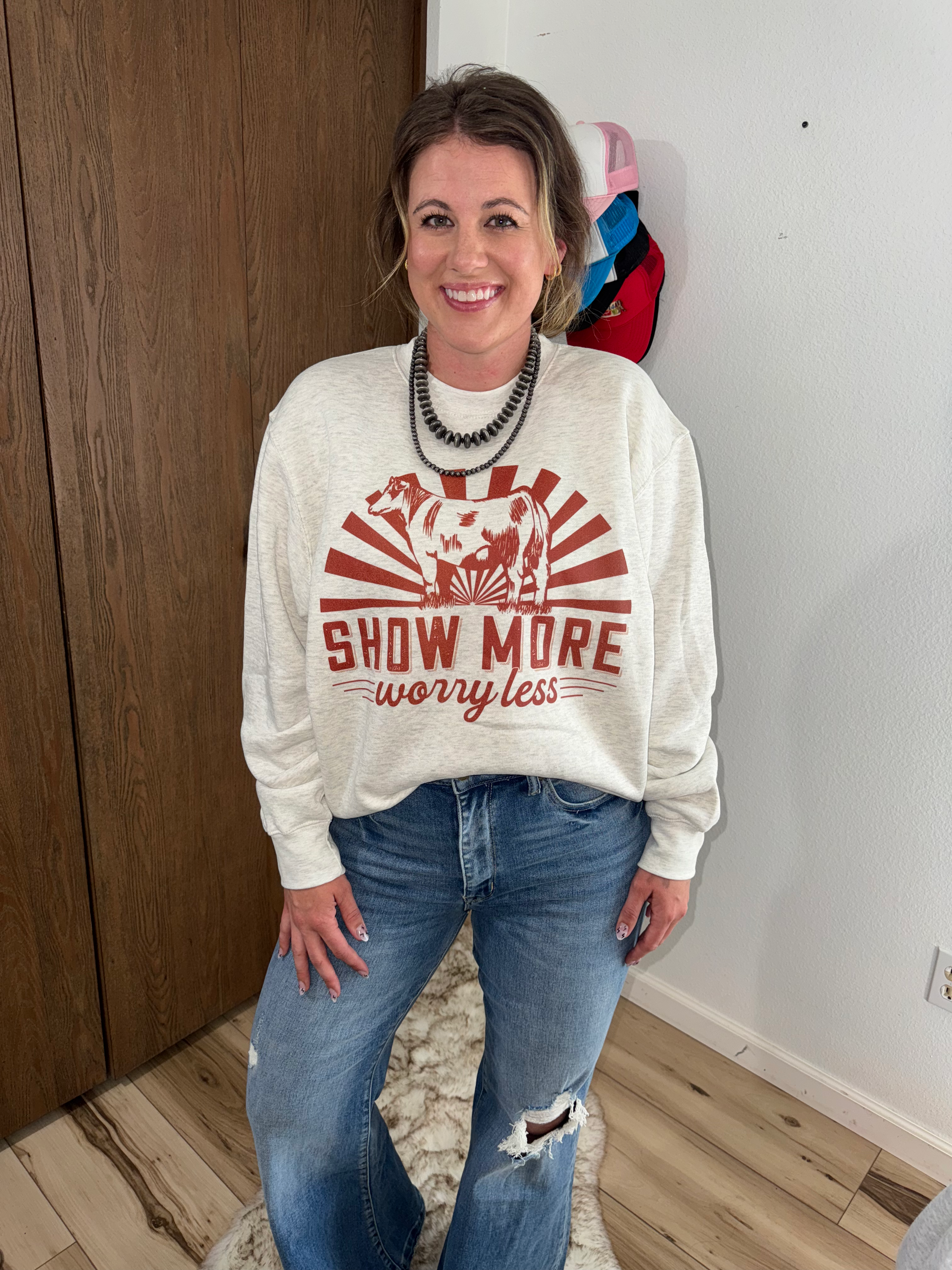 Show More Worry Less Crewneck Sweatshirt