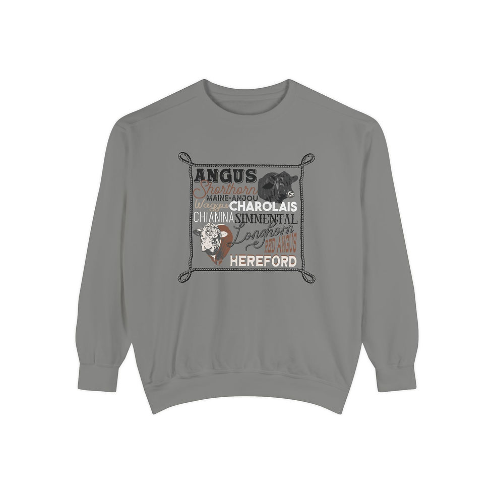Thumbnail: Cattle Breeds Unisex Garment-Dyed Sweatshirt