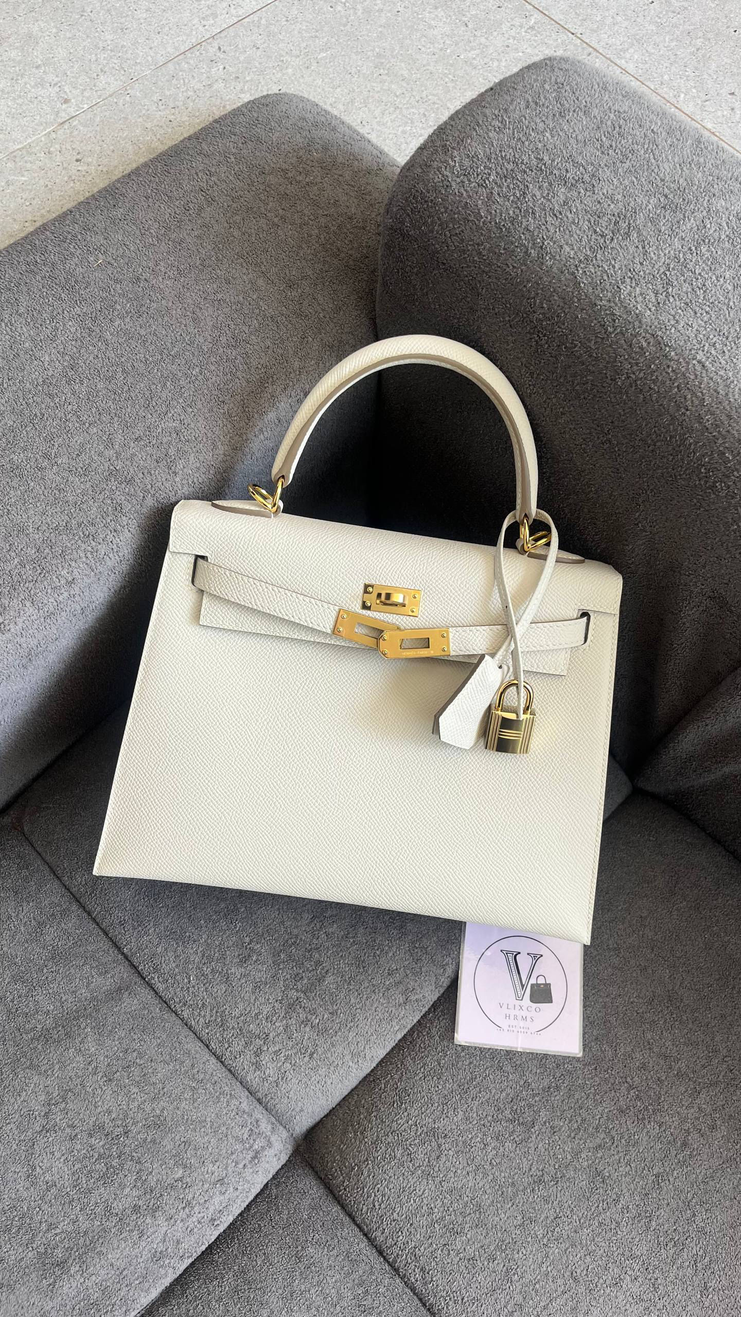 HERMES KELLY 25 CRAIE EPSOM GHW BAG