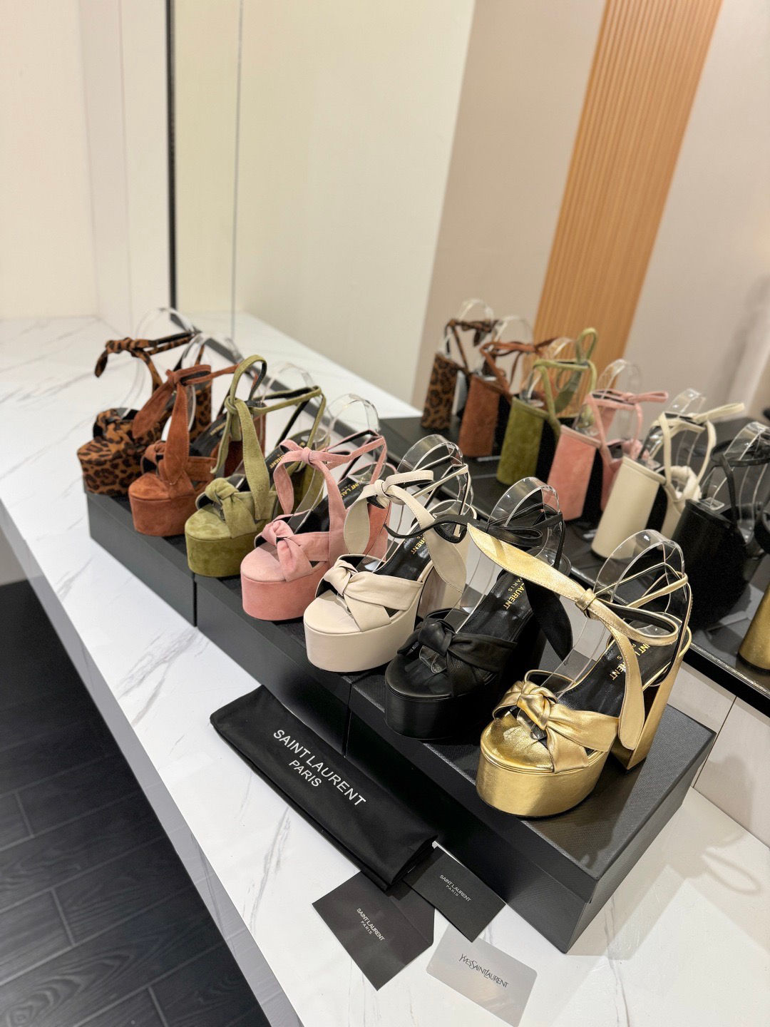 YSL BIANCA KNOTTED LEATHER HEELS