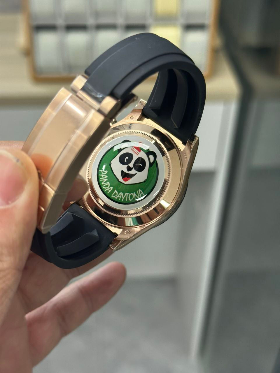 Thumbnail: Rolex daytona black dial Bt 4130 rubber strap bezel black