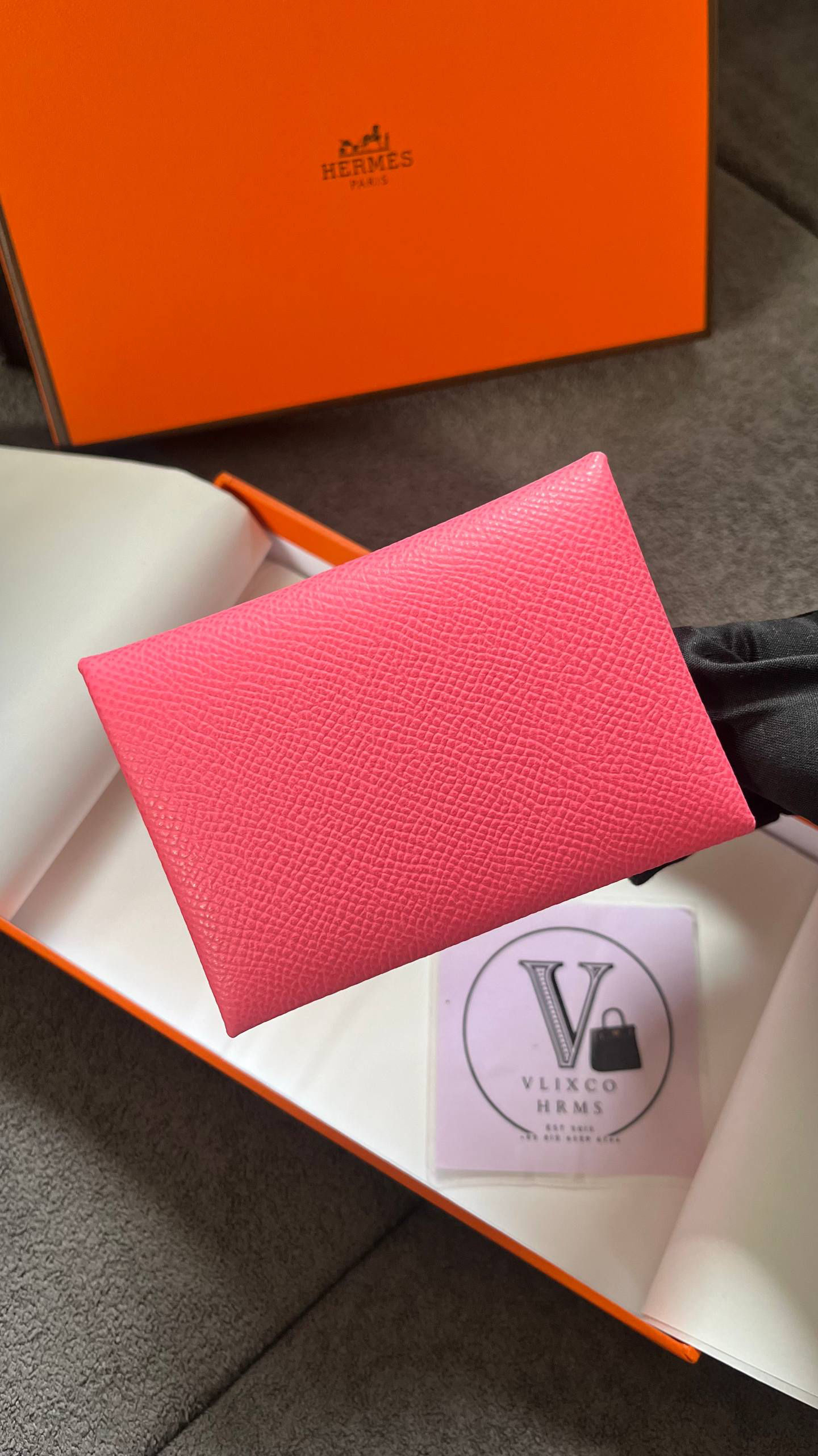 HERMES CALVI CARD HOLDER EPSOM LEATHER PHW