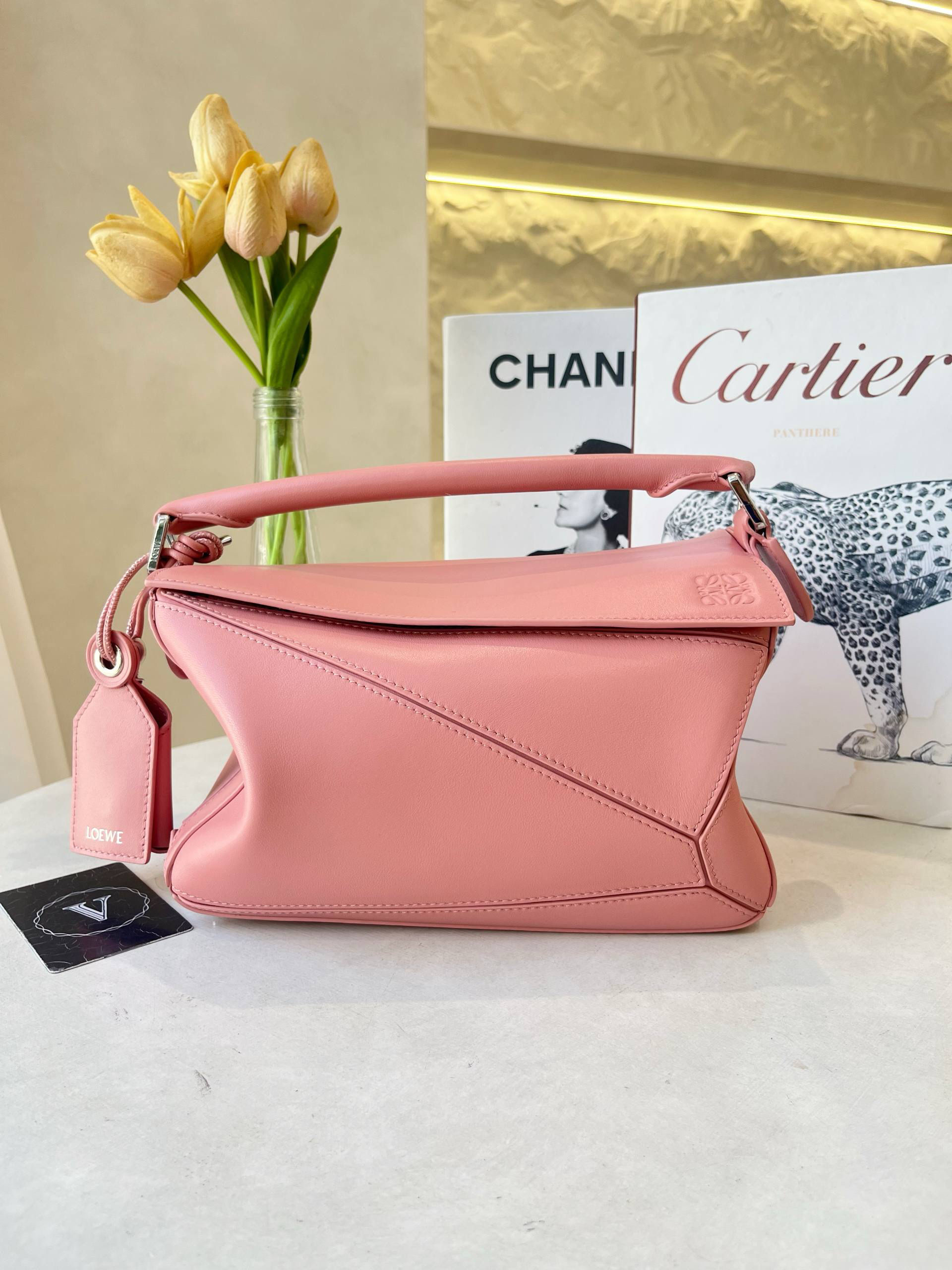 LOEWE PUZZLE SMALL FEATHERLIGHT PINK BAG