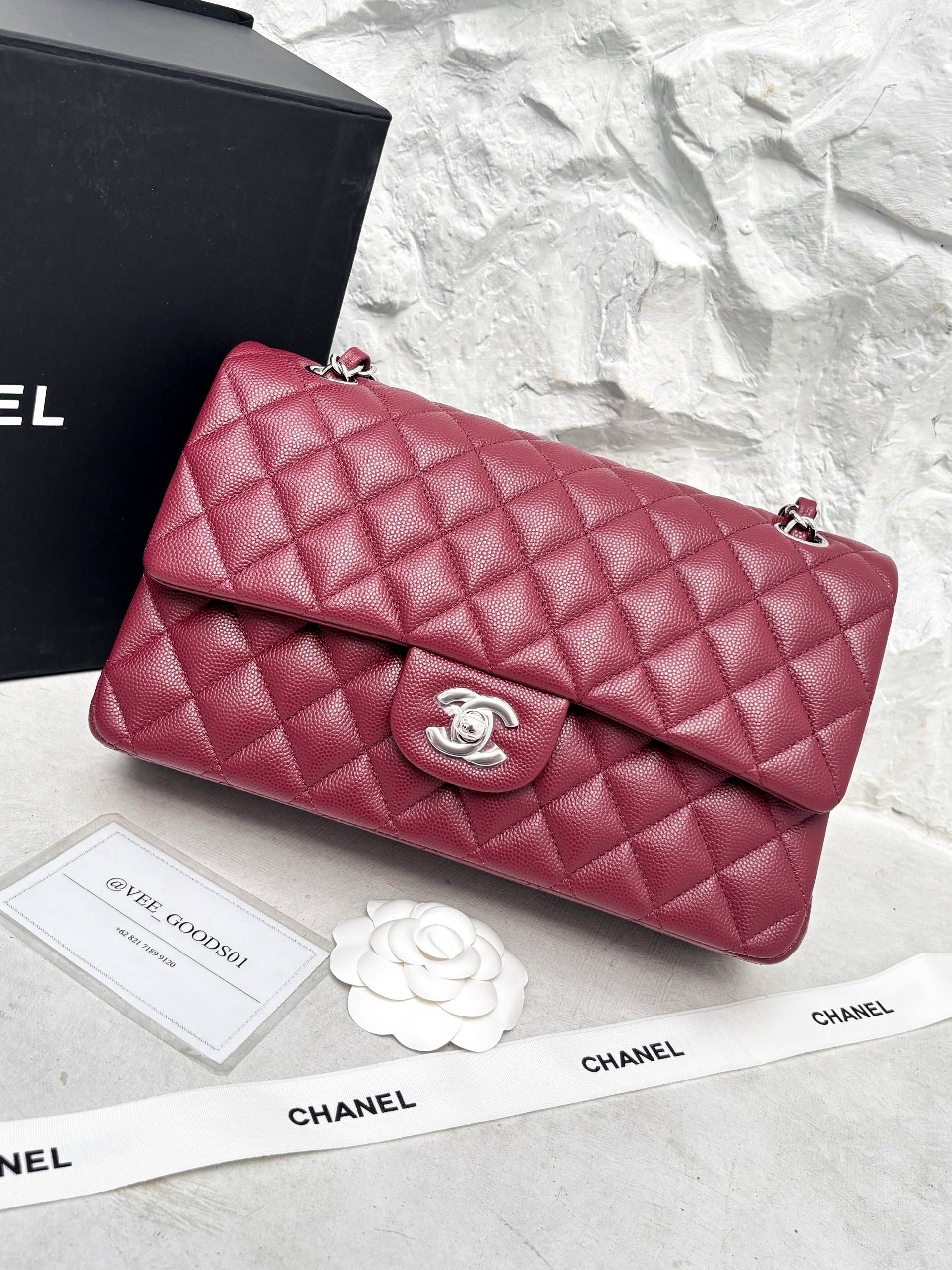 CHANEL CLASSIC FLAP/CF 25 CAVIAR SHW BURGANDY BAG