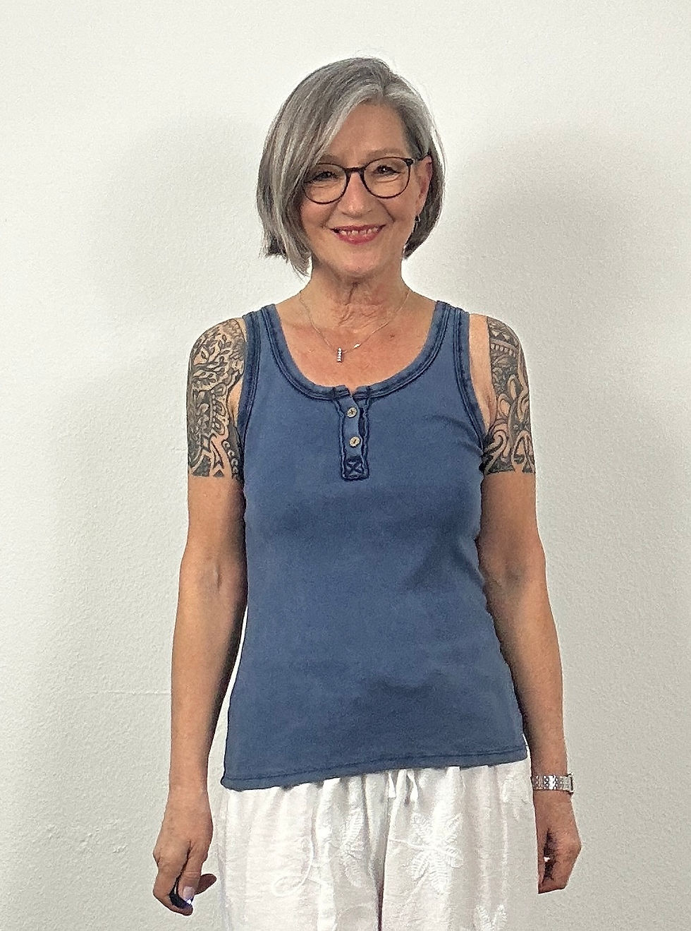 Miniaturbild: Top Smiley mit Knopfleiste - Jeansblau