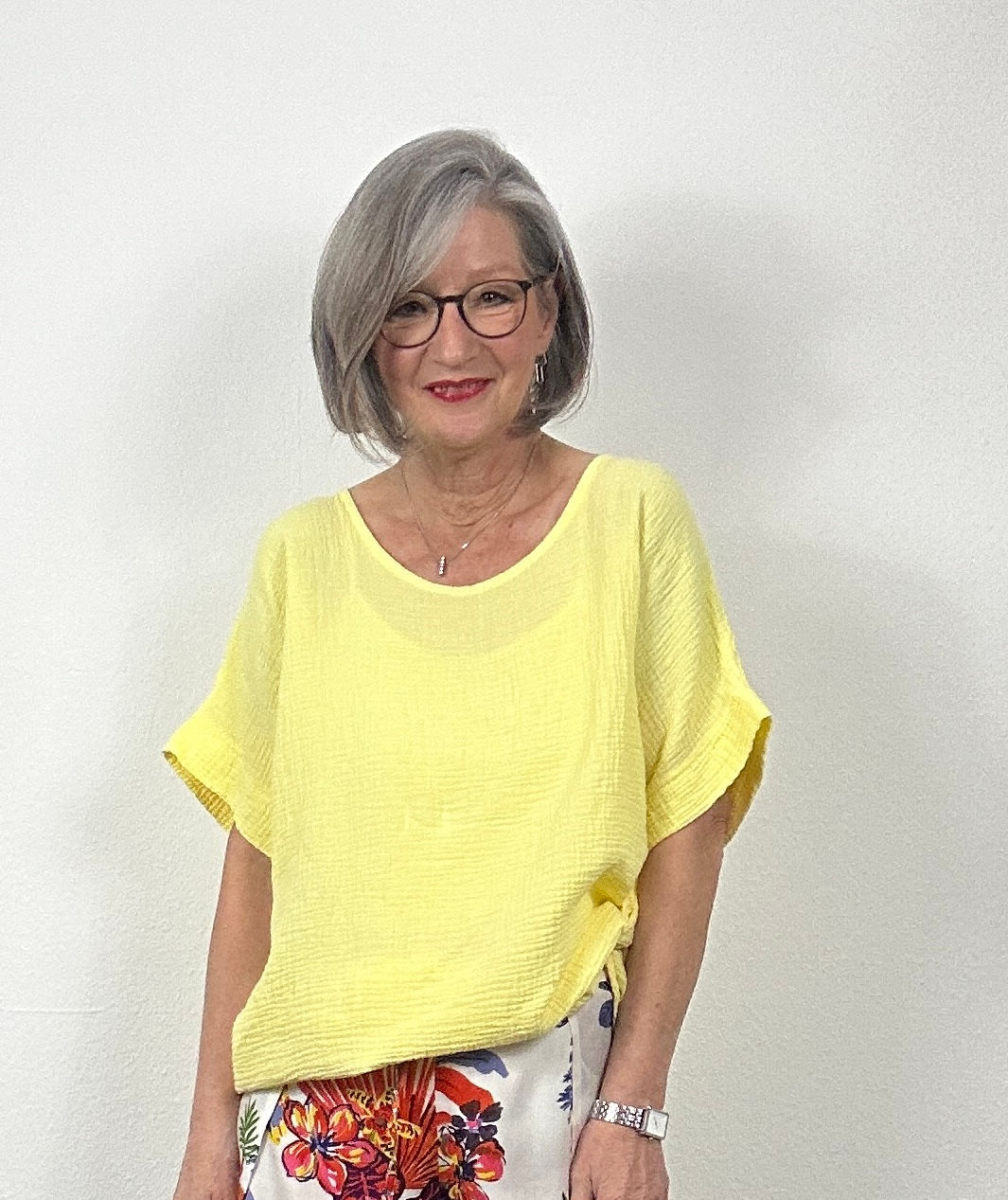 Shirt / Bluse aus Mousseline - Gelb