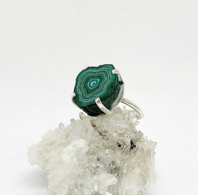 Malachite Stalactite Slice Ring