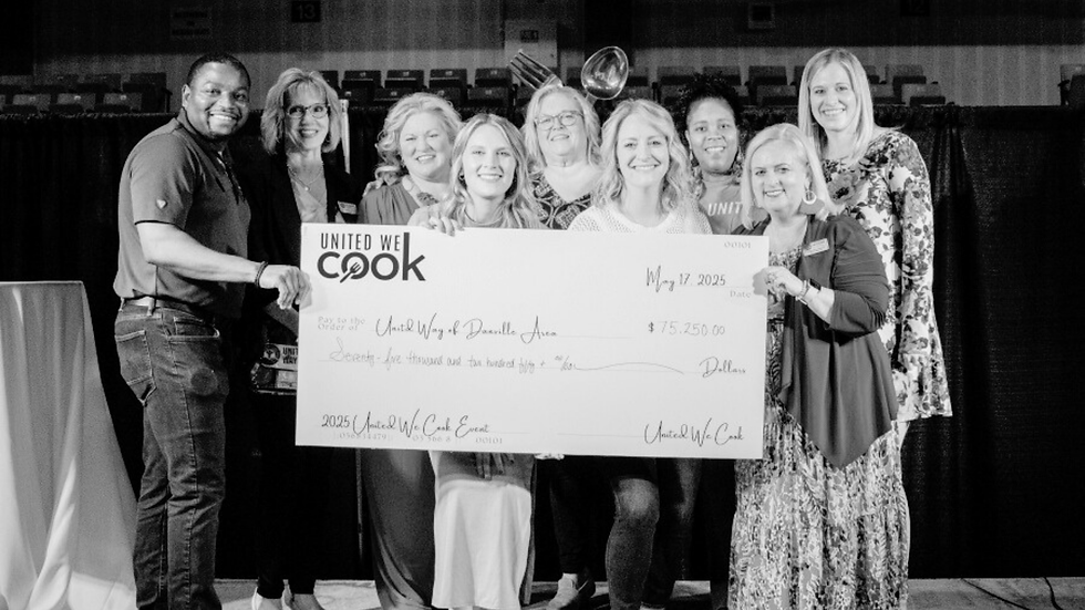 United We Cook- Event Photo of board with total raised, $75,250.00